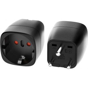 ERYI-2 Pièces Adaptateur Prise France Vers Inde, Adaptateur De Voyage Ue Vers Inde, Plug Europe Vers Indien, Adapter Type D Pour Sri Lanka, Inde, Népal, Maldives (Noir) - Neuf