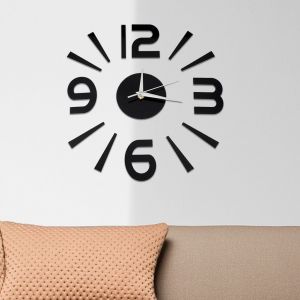 Hjlian Horloge Murale Autocollante 3d, Grande Montre Decorative, Bricolage, Decoration Murale Moderne Pour Maison, Bureau, Chambre (Noir) - Neuf