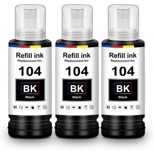 Encre E104 Et-2870 Et-2812 Et-2821 Et-1810 Et-2820 Cartouche Compatible Pour Epson E104 Multipack Noir Bouteille Compatible Pour Epson Ecotank Et-2850 Et-4700 Et-2756 Et-2756 Et-4750 Et-2751 - Neuf