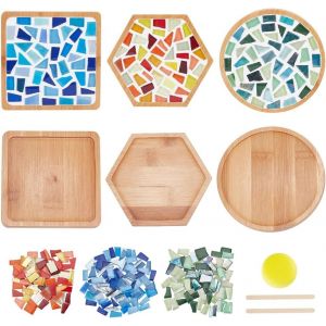 Tianyi-3 Ensemble Kit De Dessous De Verre En Mosaïque À Faire Soi-Même Couleurs Mélangées Carreaux De Mosaïque En Verre Dessous De Verre Ensemble Artisanal Fait À La Main - Neuf