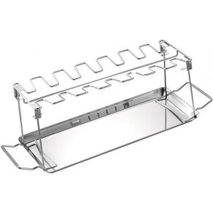 ASFASFq-Support de Gril pour pilons de Poulet de mer avec égouttoir, Support de Gril de Cuisses de Poulet 2 en 1 ¿ Support de Barbecue en Acier Inoxydable pour Four et Grill de Terrain - Neuf