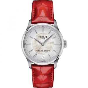 Montre - Tissot - T1392071611100 - Cuir Rouge - 34 Mm - R&eacute;sistante &Agrave; L'eau 5 Bar - Neuf