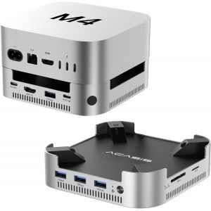 acdsgd-ACASIS Mac Mini M4 Dock & Stand avec Dual-Baie Bo&icirc;tier SSD NVMe, Aluminum HDMI Hub Station d'accueil pour Mac Mini M4 et M4 Pro 2024, 4K60Hz HDMI,4 X 10G USB A, PD 30W, SD/TF (M001-New) - Neuf