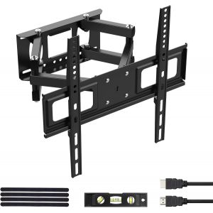 MEVRONISSHOP-Support Mural TV 26-65 Pouces - Fixation Murale TV Peut Contenir Jusqu'&agrave; 35KG, Accroche Television Mural Orientable (&plusmn; 45&deg;), Incline (+8&deg;,-12&deg;) et &Eacute;tend, Support Vesa pour TV Plat/ Incur - Neuf