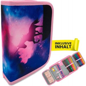 Maa-Trousse D'écolier 28 Pièces Remplie 1 Fermeture Éclair Pour Garçons Et Filles, Licorne Magique, Poche Supplémentaire - Neuf