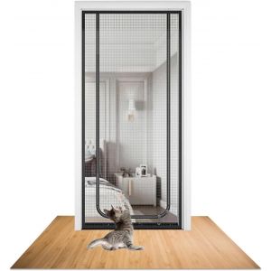 Wag-Moustiquaire Pour Chat Et Animaux De Compagnie Avec Fermeture Éclair, Pour Salon, Chambre À Coucher, Cuisine, Terrasse, Dimensions De La Porte : Balcon, Cave, 90 X 200 Cm - Neuf