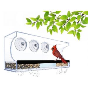 Mangeoire &Agrave; Oiseaux De Fen&ecirc;tre Avec Ventouses Et Compartiment &Agrave; Graines - Neuf