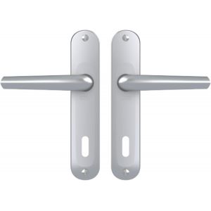 Set De Poignée De Porte Sur Petite Plaque Mondial - Version Clé L Porte De Chambre Et Bureau - Entraxe 165 Mm - Système De Pose Facile - Garantie 10 Ans - En Aluminium Anodisé Argent - Neuf