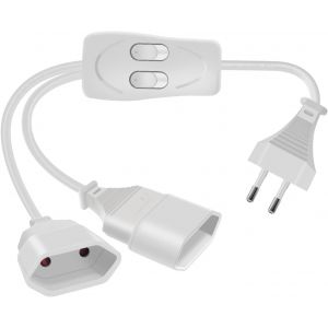 Cable avec Interrupteur Euro 2.5A 250V Prise D'extension Euro Rallonge C&acirc;ble Euro &eacute;lectrique Type C avec Interrupteur pour &eacute;lectrom&eacute;nagers TV Moniteur D'ordinateur 30cm (Blanc) - Neuf