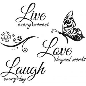 1 Pièce Stickers Muraux Motivants pour Décoration de Maison,Live Love Laugh Mural Papillon Inspirant,Autocollants Muraux Décoratifs DIY Chambre à Coucher Salon(1 Pièce) - Neuf