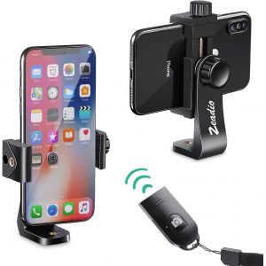 Adaptateur de tr&eacute;pied pour Smartphone, Support de tr&eacute;pied pour t&eacute;l&eacute;phone Portable avec d&eacute;clencheur sans Fil, Monopode avec Pince r&eacute;glable, Convient pour Tous Les iPhone et Smartphones Android - Neuf