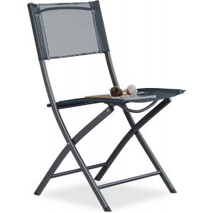 Ulteronixshop-10020943 Chaise De Jardin Pliable Plastique Et M&eacute;tal Chaise Balcon Pliante Camping Terrasse Wave Hxlxp: 87 X 55 X 48,5 Cm, Anthracite Gris - Neuf