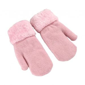 1 Paire De Mitaines D'hiver Unisexes Double Couche Épaissie En Peluche Tricotée Antidérapantes Par Temps Froid Conduite Golf Ski Gants De Patinage-Rose - Neuf