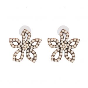 Boucles D'oreilles A Tige Tendance Pour Femmes Et Filles, Nouvelles Boucles D'oreilles Florales En Diamant (Blanches) - Neuf