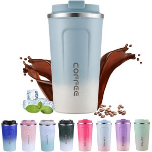 Tasse De Voyage Isotherme En Acier Inoxydable 510ml - Tasse &Agrave; Caf&eacute; Thermique &Agrave; Double Paroi Avec Couvercle &Eacute;tanche, Gobelet Portable Pour Boissons Chaudes Et Froides - Neuf