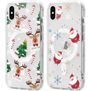 SJZG-2 Pi&egrave;ces No&euml;l Coque Magn&eacute;tique Pour Iphone Xs Max 6,5'', Etui En Motif Dessin Cadeau De No&euml;l Compatible Avec Magsafe, Housse Christmas Silicone Tpu Bumper Cover Pour Iphone Xs Max, No&euml;l 05 - Neuf
