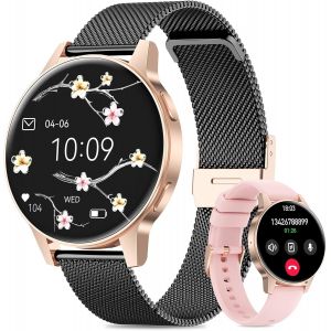 2025 Montre Connect&eacute;e Femme Avec Siri/Et/Hrv, 1.27"" Tft Smartwatch Avec Appel Bluetooth Cardiofr&eacute;quencem&egrave;tre 120+ Modes Sport Montre Ip68 Fitness Podom&egrave;tre Pour Android Ios (Or Noir) - Neuf