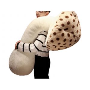 Coussin d&eacute;coratif en peluche champignon, 100 cm de long, marron - Neuf