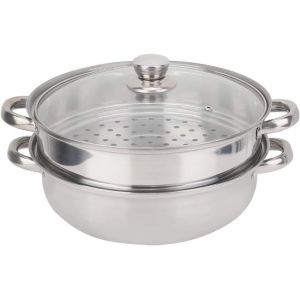 Subzonal-Ensemble De Marmites &Agrave; Vapeur En Acier Inoxydable &Agrave; 2 Couches, Cuiseur Vapeur Pour La Cuisson, Casserole De Tous Les Jours, Ensemble De Casseroles &Agrave; Vapeur, Avec Couvercle En Verre, Casserol - Neuf