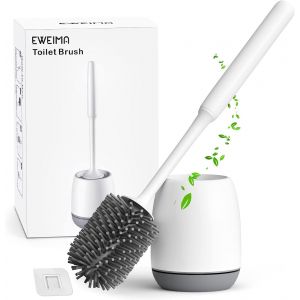 KGABERY-Brosse Wc,Brosse De Toilette En Silicone,Balayette Wc En Silicone Antibactérienne À Séchage Rapide,Brosse Toilettes À Manche Long,Montage Mural/Au Sol - Neuf