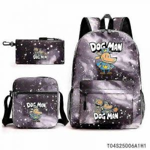Sac a dos d'ecole isotherme pour enfants avec motif chien et homme Dav Pilkey en 3D, sac a dejeuner, trousse a crayons, cadeaux - Neuf