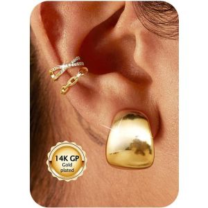 Kal-Ear Cuff Femme Boucles D'oreilles -Paires Or 14k Plaqu&eacute; Manchette D'oreille Faux Percing Au Oreille Helix Conch Cartilage Clip Bijou D'oreille Sans Trou Earcuff Bijoux Avec Bo&icirc;te - Neuf