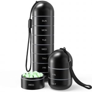 Nouveau Produit,Organisateur De Pilules Hebdomadaire Résistant À L'humidité En Métal,Empilable En Alliage D'aluminium Bpa Sans Bpa Randonnée 7 Jours - Neuf