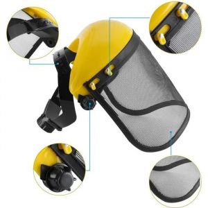Casque de Protection Visière Sécurité Grillagée de Forestier Chapeau Masque pour Trononneuse Jardinage Coupe Débroussail 130081 - Neuf