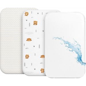 Tianyi-Drap Housse Cododo (Set De 2) + 1 Protège Matelas Impermeable Avec Elastique - 3-En-1 - Taille 50x83 Cm -Compatible Avec Berceaux, Lit Matelas Cododo Bebe - Pour Fille Et Garçon - Motif Nounou - Neuf