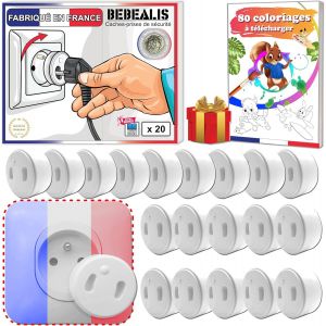 Pack Of 20 French Baby Socket Covers [No Keys Or Adhesive] ¿ 100% Made In France ¿ Baby Socket Cover ¿ Home Safety Electrical Socket Protection ¿ Childcare - Neuf