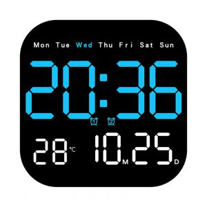 Horloge murale numérique carrée à LED avec télécommande, affichage de la température, de la date et de la semaine - Neuf