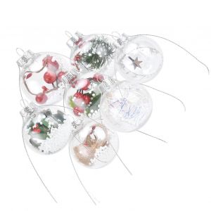 Ornement de Noël en plastique transparent boule suspendue décoration claire - Neuf