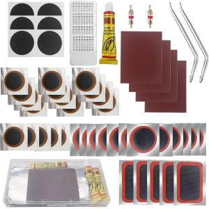 Letnerny-56 Pièces Rustine Velo, Reparation Velo Kit, Rustine Chambre A Air, Kit Crevaison Velo Pour Motos Les Vélos De Route Et De Montagne Et Caoutchouc Gonflable - Neuf