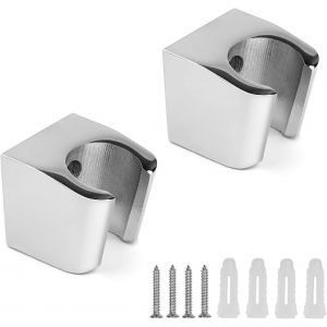2 Pièces Support de Douche Alliage Zinc,Support Douchette Mural avec Vis,Support Pommeau de Douche Argent,Support douchette pour Douchette Salle Bain - Neuf