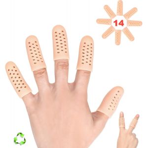 Protège-doigts en gel, 14 protège-mains/orteils, nouveau matériau respirant, protège-doigts en silicone, protège des ampoules, des fissures et de l'arthrite (nude) - Neuf