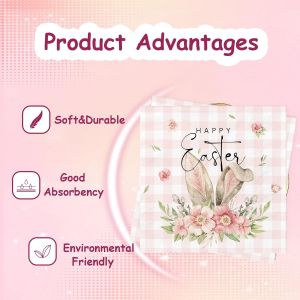 Tianyi-Lot De 40 Serviettes En Papier Jetables Pour La Chasse Aux ?ufs De Pâques, Les Enfants, Les Anniversaires, Pâques, Le Déjeuner, Le Thé, Le Thé De L'après-Midi - Neuf