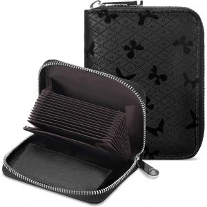 CAUC-Portefeuille Femme en Cuir V&eacute;ritable, Porte Monnaie Femmes Fermeture &eacute;clair, Porte Carte Femme avec RFID Blocage - Neuf