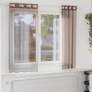 Rideaux En Voile Avec ?Illets 2 Pcs Marron 140x175 Cm - Neuf