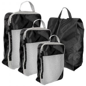 4pcs Sacs de rangement de voyage Sacs de v&ecirc;tements Sac &agrave; chaussures de voyage Sacs de compression de bagages - Neuf