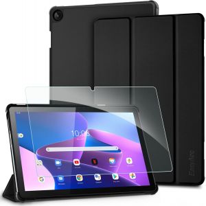 Coque &Eacute;tui Pour Lenovo Tab M10 3e G&eacute;n&eacute;ration 10.1 Pouces 2022 Avec En Verre Tremp&eacute;, Ultra Mince Housse Avec Fonction Support,Noir[Coq9125381] - Neuf