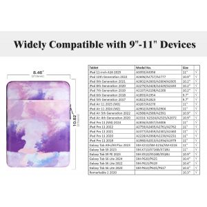 9-11"" Sac de Tablette pour iPad 11 Pouces A16 2025, iPad 10e G&eacute;n. 10,9"", iPad 10,2"", iPad Air 11 Pouces/5e/4e G&eacute;n. 10,9"", Galaxy Tab A9 Plus 11"", Sac pour Smart Keyboard, Aquarelle Violette - Neuf