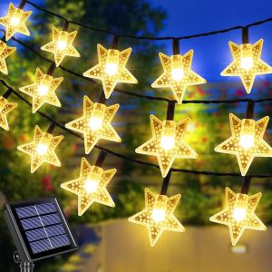 Guirlande Lumineuse Exterieur Solaire, 12M 100 LED Etoile Guirlande Lumineuse No&euml;l IP65 &Eacute;tanche 8 Modes D&eacute;coration pour No&euml;l Exterieur Jardin Terrasse Patio Cour Maison Chambre Mariage F&ecirc;te - Neuf