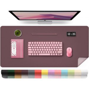 NSIECD-Tapis de Bureau en Cuir, Tapis D'ordinateur Imperm&eacute;able, Tapis de Bureau Facile &agrave; Nettoyer, Tapis de Souris et de Clavier pour le Bureau, Tapis de Bureau Grand Tapis D'&eacute;criture (Violet Fonc&eacute;, - Neuf