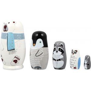Lot de poupées russes gigognes, 5 canapés, poupées russes, poupées russes en bois, poupées russes empilables pour enfants, cadeaux - Neuf