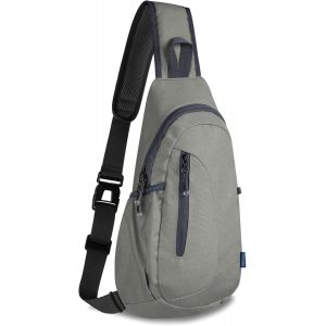 Kalanka-Small Sling Canvas Bag Lightweight Crossbody Bag For Women Rucksack For Men Running Backpack Travel Chest Pack Shoulder Daypack For Hiking Outdoor Gym Work Sports Gray - Neuf
