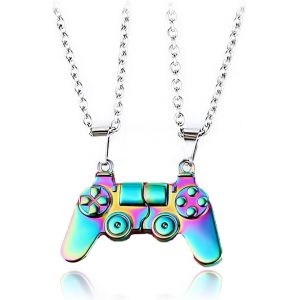 Kal-2 Pièces Collier D Amitie Pour 2 Filles Garçons, Coloré Collier Femme Argent, Collier Bff Pour 2 Game Separable, Collier Pendentif Pour Soeur Friend Cadeau Anniversaire - Neuf