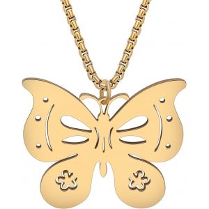 Kal-Collier Papillon En Acier Inoxydable Pendentif Bijoux Dainty Collier En Or 18k Cadeaux Pour Femmes Filles Cadeaux Papillons Charms - Neuf