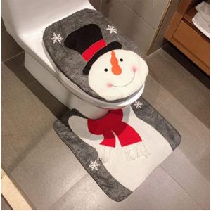 Ensemble De Housse De Siège De Toilette Et De Tapis De Toilette Bonhomme De Neige Père Noël Cerf Décorations De Salle De Bain De Noël (Bonhomme De Neige) - Neuf