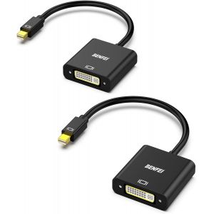 KALANKA-Adaptateur Mini DisplayPort vers DVI, Adaptateur 2 Paquet Mini DP plaqué Or (Compatible Thunderbolt 2) vers DVI Compatible avec MacBook Air/Pro, Microsoft Surface Pro/Dock - Neuf