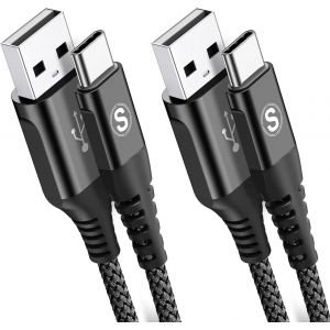 Wqd-Câble Usb C [1m+3m,Lot De 2] Câble Usb Type C Charge Rapide Nylon Câble Pour Iphone 15 Pro Max,Samsung Galaxy S22/S21/S20/S10, Sony Xperia, Huawei P50/P40,Xiaomi,Google Pixel, Lg-Noir - Neuf